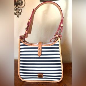 DISCONTINUED Dooney & Bourke Handbag, Skipper‎ Messenger, Blue & White Stripe